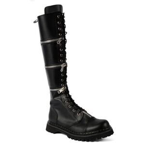 DENOMIA Revolver-01 Black Triple Zipper Combat Gothic Punk Chunky Boots Sz 7/9